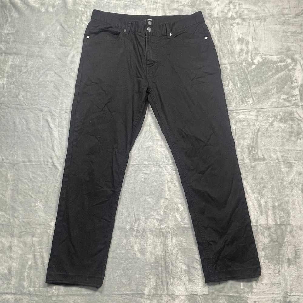 Alfani Mens Black Cotton Spandex Straight Leg Pants Size‎ 33W 30L